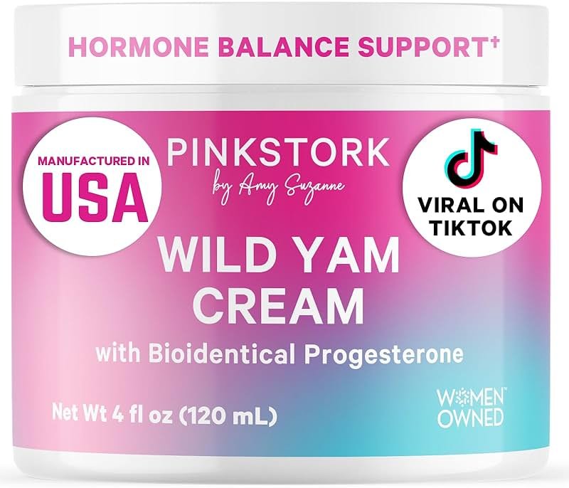 Pink Stork Wild Yam Cream for Hormone Balance | Doctor-Formulated | Topical Alternative to Supplements for Women | PMS, Fertility, Perimenopause, Menopause Support - Unscented, 4 oz, 1 Month Supply - Product Image