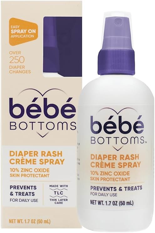 Bébé Bottoms Baby Diaper Rash Cream Spray, No-Rub Touch Free Application for Sensitive Skin 1.7oz (50 ml) - Product Image