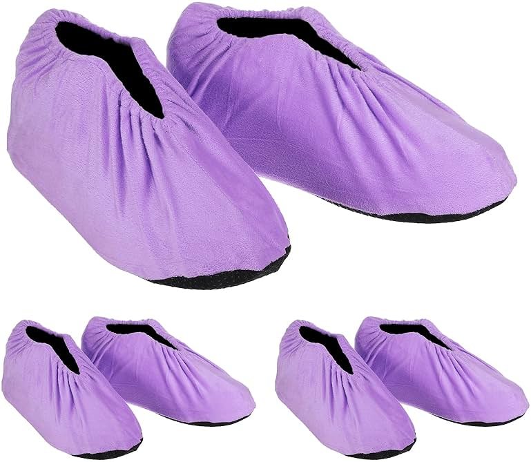 PATIKIL Shoe Covers, 3 Pairs Reusable Non Slip Shoe Protector Covers Washable Soft Shoe Cover for Household Office, Purple - Product Image