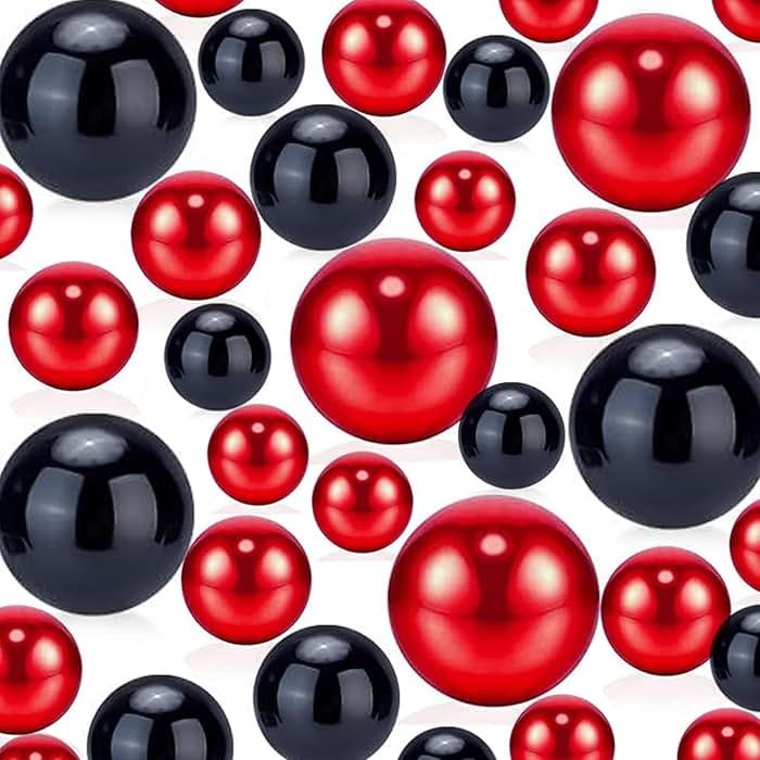 160PCS Beads for Centerpiece Bead for Vases, Red and Black Bead Decor, Wedding, Birthday, Brushes Holder, Multipurpose Use 8/14/20mm - Product Image