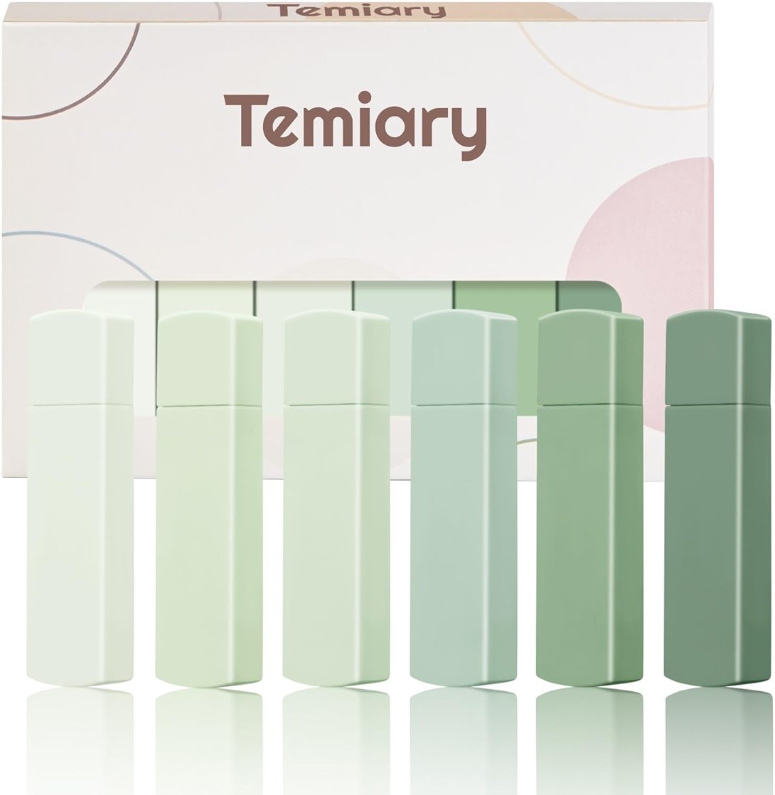 Temiary 6Pcs Mini White Correction Tapes, Quick Dry Smooth Pull Out for Writing, Aesthetic Cute Correction Tape Set Easy To Use for Students School Office Supplies (Green) - Product Image