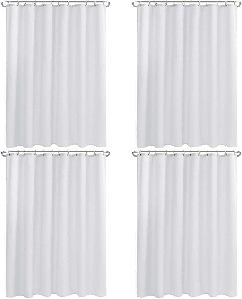 Nasitos Fabric Shower Curtain Liners 4 Pack - W72 x H72 - Washable & Water Resistant Cloth Shower Liner for Bathroom, Soft Hotel Quality, Standard Size (White, Include 8 Separate Magnets) - Product Image