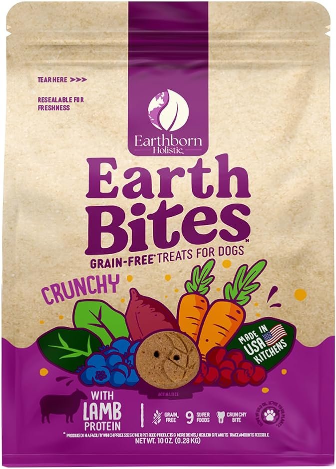 Earthborn Holistic EarthBites Crunchy Grain-Free Dog Treats with Lamb 10 oz - Product Image