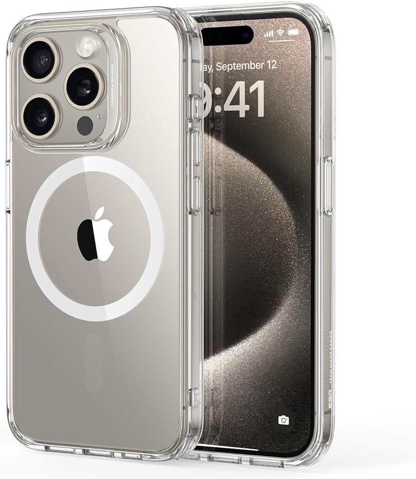 ESR for iPhone 15 Pro Max Case, Compatible with MagSafe, Shockproof Military-Grade Protection, Scratch-Resistant Back, Magnetic Phone Case for iPhone 15 Pro Max, Classic Hybrid Case, Clear - Product Image