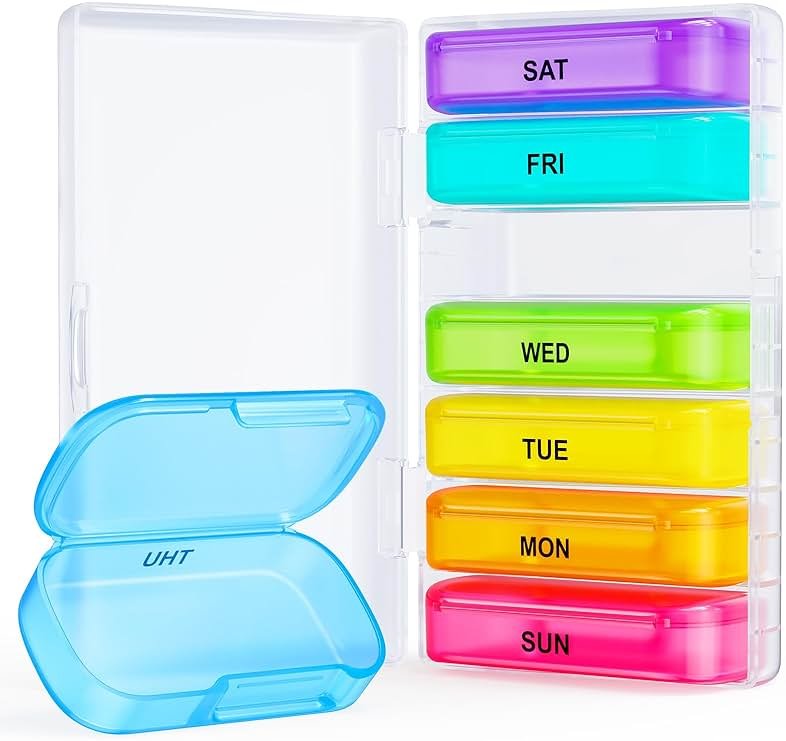ZIKEE 7 Packs Extra Large Pill Organizer, Portable Pill Box 7 Day for Pocket, Purse, Weekly Pill Case with Dual-Protection Design, Pill Container for Medication, Vitamin, Fish Oil, Supplement - Product Image
