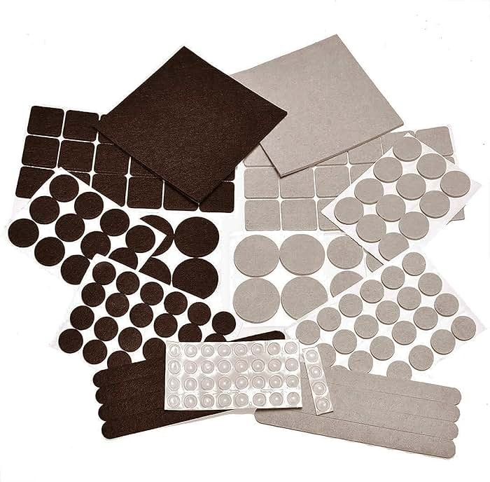 165 Piece Two Colors - Variety Size Furniture Felt Pads. Self Adhesive Pads with Transparent Noise Reduction Bumpers. Floor Protectors for Hardwood & Laminate Flooring-165 Piece - Product Image