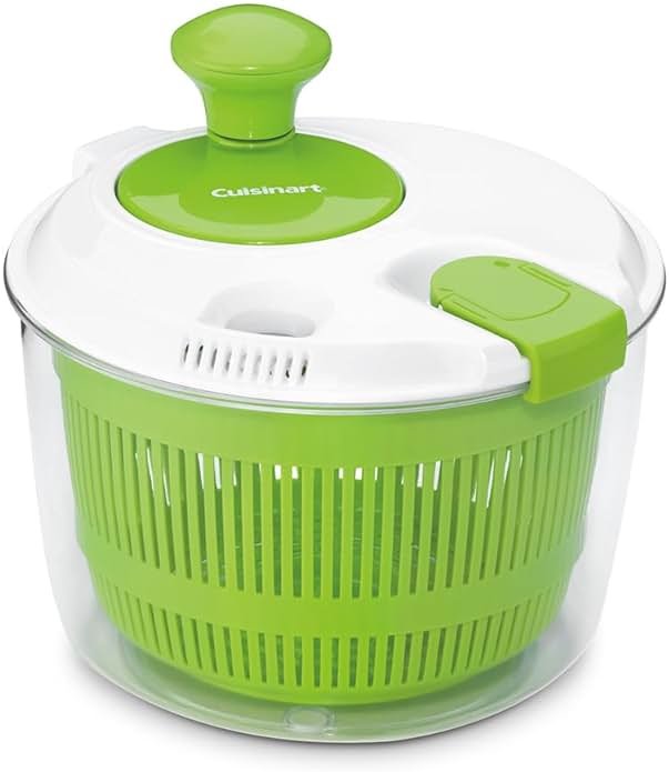 Cuisinart Large Spin Stop, 5qt, CTG-00-SAS1 Salad Spinner, 5 Quart, Green & White - Product Image