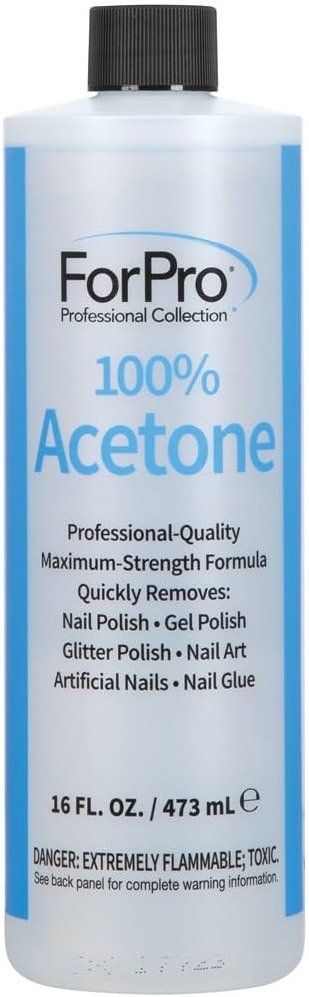ForPro Professional Collection 100% Pure Acetone, 16 fl. oz. Professional Nail Polish Remover for Natural, Artificial, Acrylic, and Sculptured Nails, Removes Gel Polish, Glue, and Glitter - Product Image