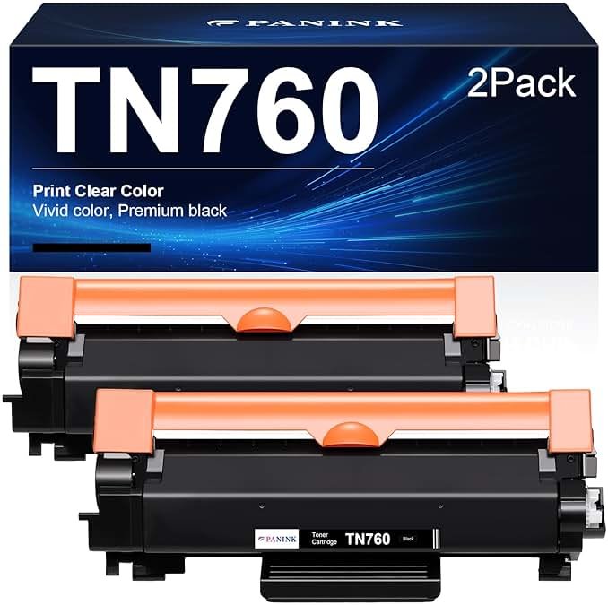 PANINK TN760 Toner Cartridge Black High Yield Replacement for Brother TN760 TN 730 TN-730/TN-760 Compatible for MFC-L2710DW DCP-L2550DW MFC-L2750DW HL-L2350DW HL-L2395DW HL-L2370DW Printer - 2 Pack - Product Image