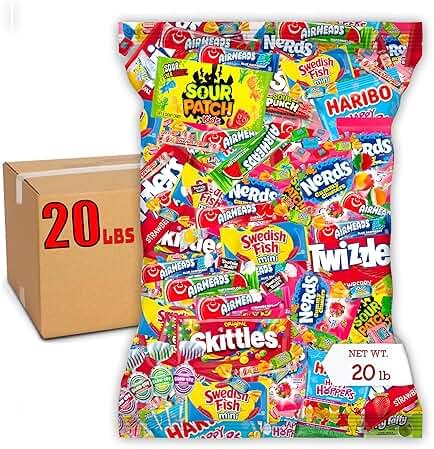 Bulk Candy Variety Pack - 20 lb - Bulk Individually Wrapped Candy- Candies - Trick Or Treat Candies - Piñata Filler Stuffers - Pinata CandyStuffers - Party Favors - Father's Day - Product Image