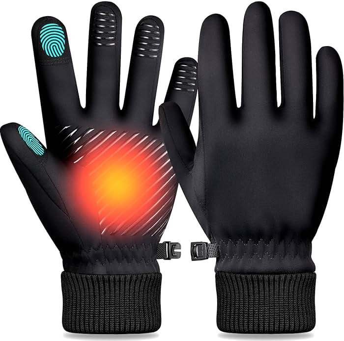 LOUXPERT Waterproof Winter Gloves with Cotton Layer and Soft Smooth Lining | Touchscreen Fingers for Easy Phone Use, Water Resistant Shell, Silicone Palm Grip, Comfortable Fit for Outdoor Sports - Product Image
