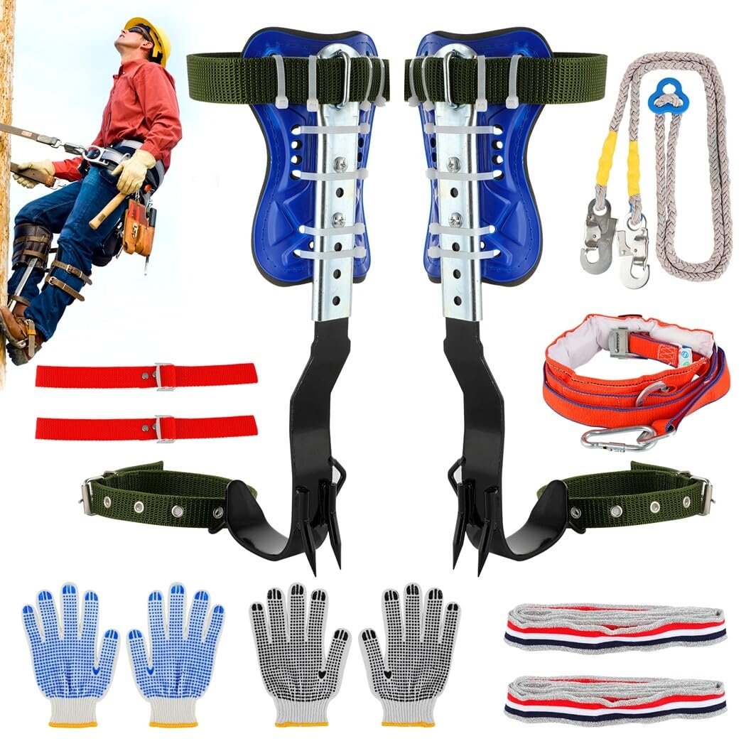 Homaisson Tree Climbing Spikes Set, Adjustable Tree Climbing Spikes, Portable Tree Climbing Gears with Safety Belt, Climbing Tool for Hunting Observation, Fruit Picking - Product Image