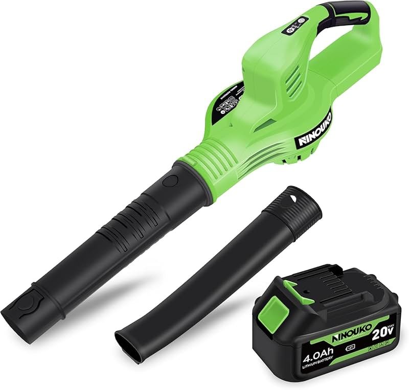 Leaf Blower Cordless, 20V Electric Cordless Leaf Blower with 4000mAh Battery and Charger, 2 Speed Modes, Lightweight Battery Powered Leaf Blowers for Lawn Care, Patio, Blowing Leaves and Snow - Product Image