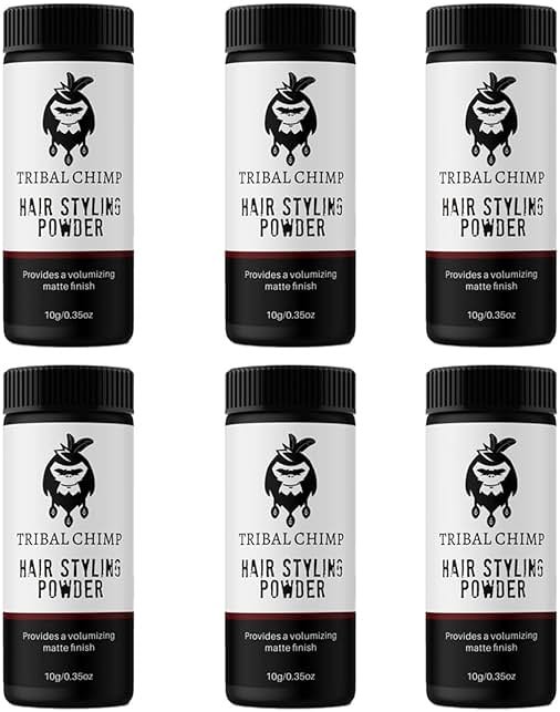 Tribal Chimp Hair Styling Powder, All-day Invisible Hold Hair Volumizer and Texture Powder for Men and Women, Styling Powder with Matte Finish - 6-Piece Set, 10g - Product Image
