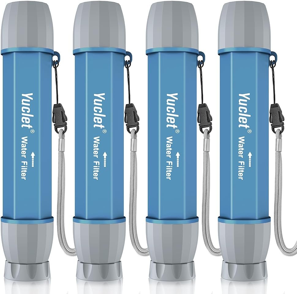 Yuclet 4 Pack Water Filter Straw, Portable Personal Water Filtration System, Water Purifier Survival, Emergency Preparedness for Camping Hiking Drinking Travel Hunting and Family Outing - Product Image