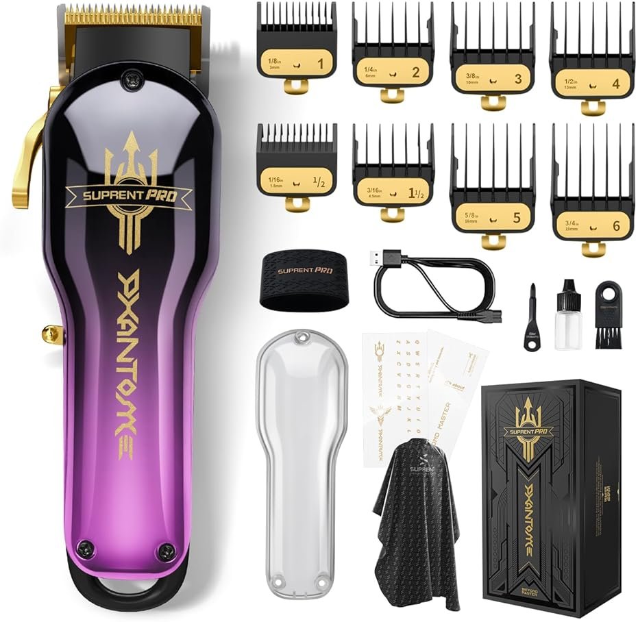 SUPRENT® PRO Professional Hair Clippers for Men- Premium Barber Clippers DLC-Coated Blade & Brushless Motor- Rechargeable Haircutting Kit with DIY Customizable Casing- Gift for Men - Product Image