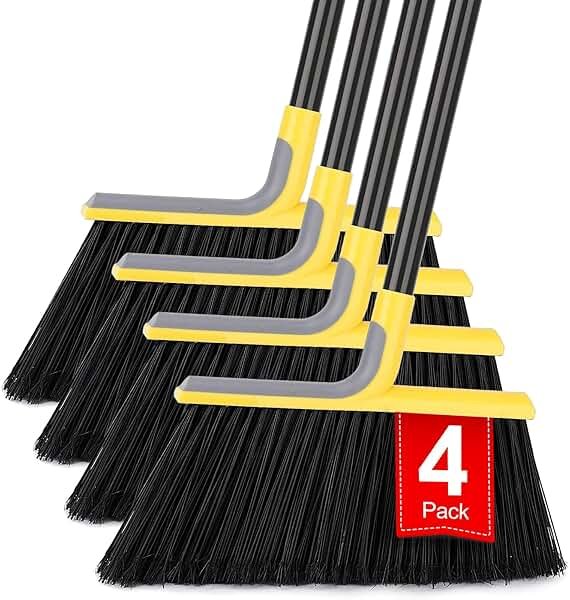 4 Packs Outdoor Broom for Floor Cleaning with 58" Long Handle, Heavy-Duty Commercial Brooms for Sweeping Indoor Outdoor Courtyard Restaurant Garage Patio Decks Mall Market Kitchen Office Lobby Shop - Product Image