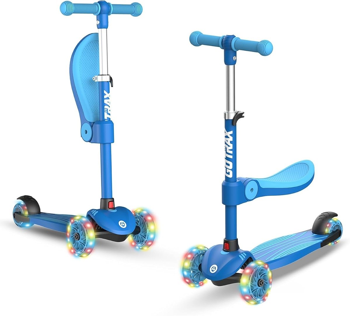 Gotrax KS3 Kids Kick Scooter, LED Lighted Wheels, Adjustable Height Handlebars and Removable Seat, Lean-to-Steer & Widen Anti-Slip Deck, 3 Wheel Scooter for Kids Ages 2-8 and up to 110 Lbs - Product Image