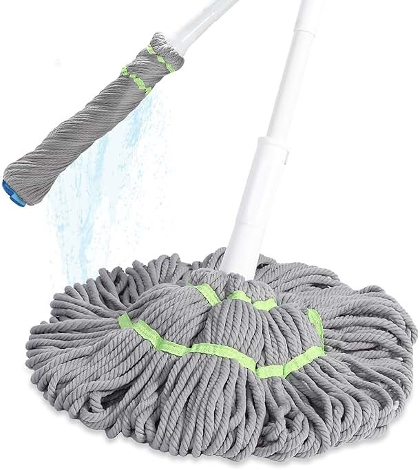 BOOMJOY Self Wringing Mop for Floor Cleaning, Long Handled Twist Mop with Scouring Pad for Kitchen Hardwood Vinyl Tile Laminate Home Office - Product Image