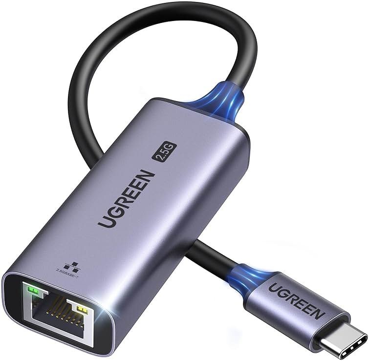 UGREEN USB C to Ethernet Adapter 2.5G, Ethernet Adapter for Laptop, Aluminum, Type C (Thunderbolt 4/3 Compatible) to RJ45 Network Internet, Compatible for NAS, MacBook Air/Pro, XPS, iPhone 17 Pro/Max - Product Image