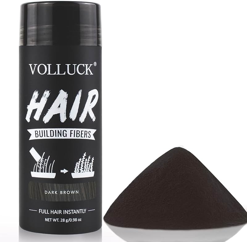 VOLLUCK Hair Fibers for Thinning Hair, Instant Coverage Hair Building Fibers for Women and men, Natural Hair Powder for Conceal Hair Loss 28 g (Dark Brown) - Product Image