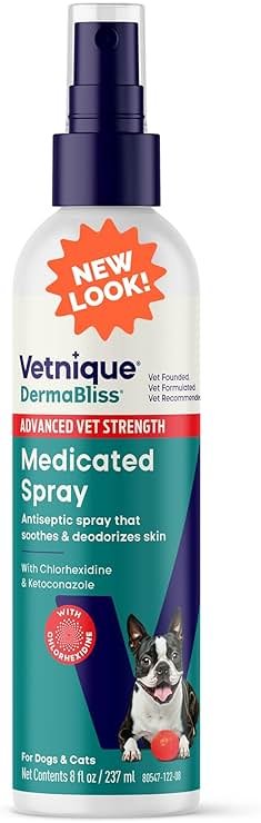 Vetnique Dermabliss Chlorhexidine Spray for Dogs and Cats with Ketoconazole, Antibacterial Antifungal for Hot Spots and Yeast, Alcohol-Free No-Sting Itch Relief, 8oz - Product Image