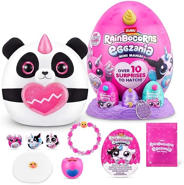 Rainbocorns Eggzania Mini Mania Panda Plush Surprise Unboxing with Animal Soft Toy, Idea for Girls with Imaginary Play by ZURU - Product Image
