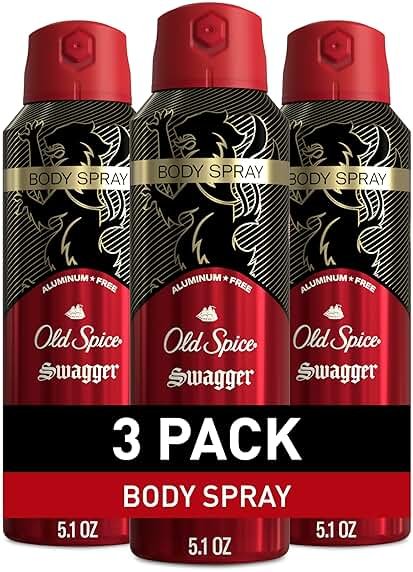 Old Spice Aluminum Free Body Spray for Men, 24/7 Signature Scent & Lasting Freshness, All-Day Odor Protection, Easy Application, Swagger with Cedarwood, Apple, & Fresh Herbs Scent, 5.1 oz (Pack of 3) - Product Image