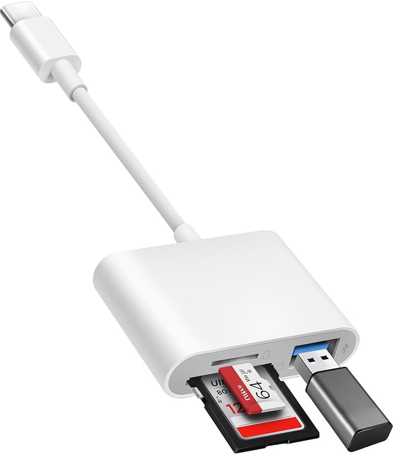 USB C to SD Card Reader, BnmxTek SD Card Adapter with SD MicroSD USB 3 Ports, USBC Memory Card Reader for iPhone 15 16, iPad, Mac, MacBook Pro/Air, Android and More USB-C/Type C Devices - Product Image