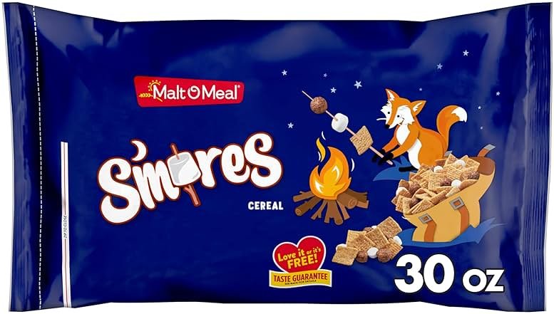 Malt-O-Meal S'mores Breakfast Cereal with Honey Graham Squares, Chocolatey Puffs and Marshmallow Bits, Large Size for Family, 30 oz Bag - Product Image