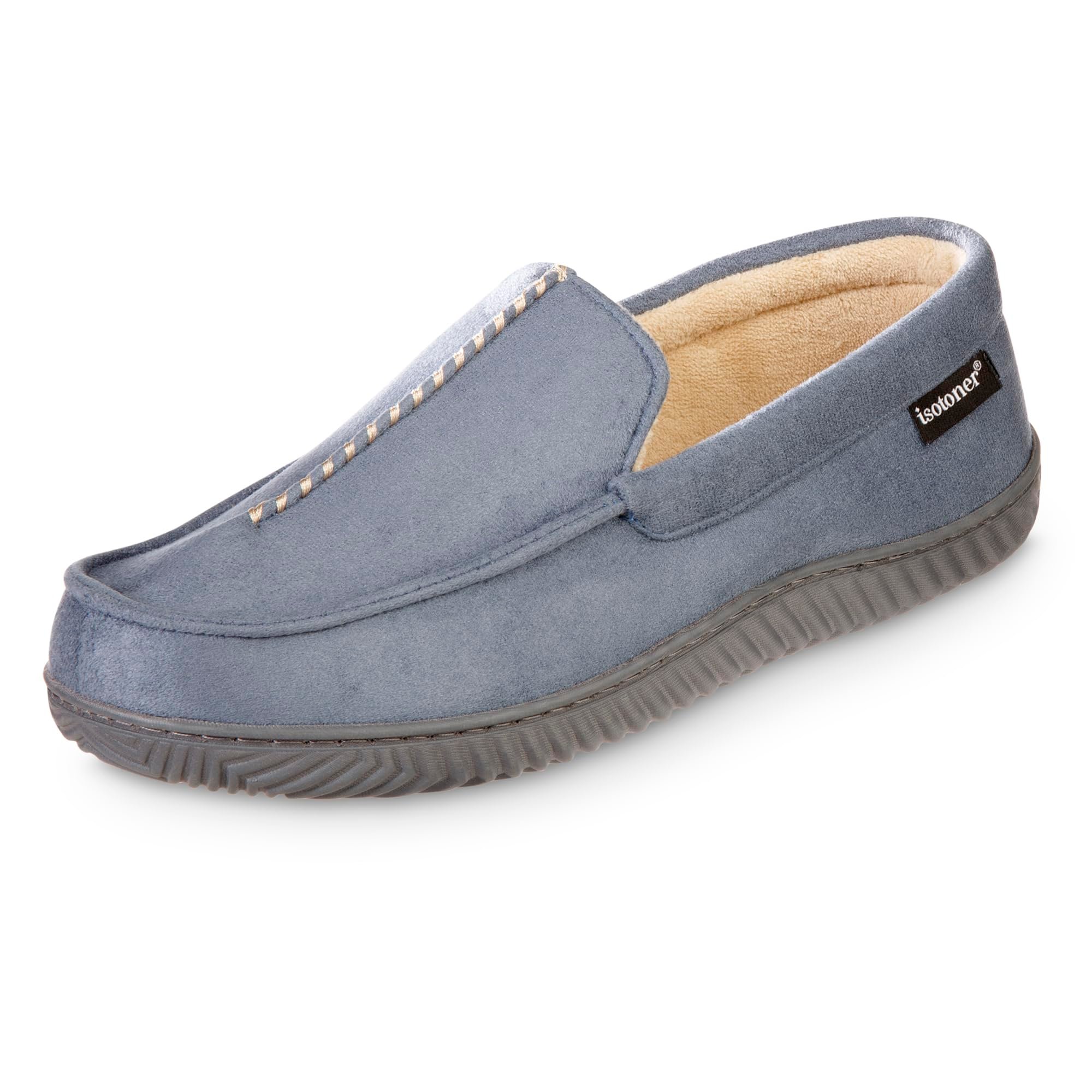 isotoner Men's Indoor/Outdoor Liam Microsuede Moccasin Slippesr With Memory Foam Comfort - Product Image