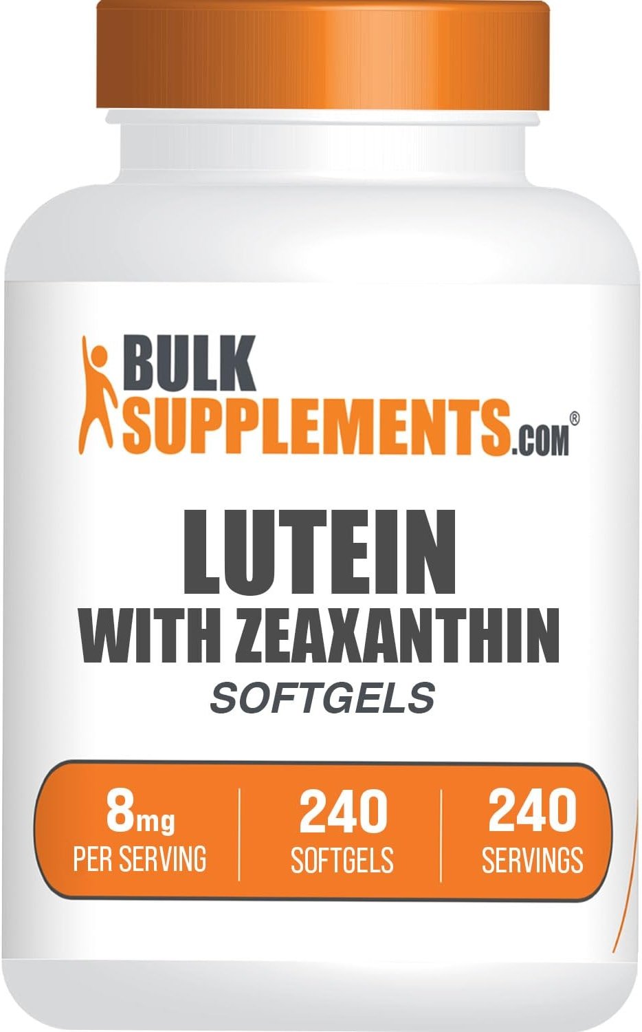 BulkSupplements.com Lutein with Zeaxanthin Softgels - Zeaxanthin Plus Lutein, Lutein and Zeaxanthin Supplements, Eye Vitamins - Gluten Free, 1 Softgel per Serving, 240 Softgels - Product Image