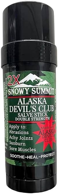 Snowy Summit Devil's Club 2X Salve Stick - All-Natural, Handcrafted Herbal Salve for Mess-Free Application - Muscle Rub In Stick Form with Light Herbal Scent and Portable Design - Product Image