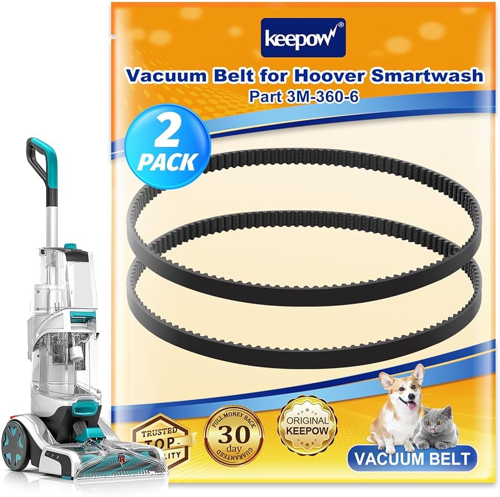 KEEPOW Vacuum Belt for Hoover Smartwash Automatic Carpet Cleaner FH52000, FH52000V, FH52001, FH52002, FH52005, FH52002G, FH52004PC, FH52013, FH53000PC, FH52050 (2 Pack) - Product Image