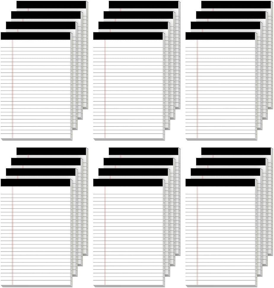 Nichela 24 Pack of Note Pads 5" x 8" Legal Pads 30 Sheets Notepad College Ruled Small Writing Pads Perforated Pages Paper Pads 80GSM Heavyweight Paper Note Pads for Home, Office, or School - Product Image