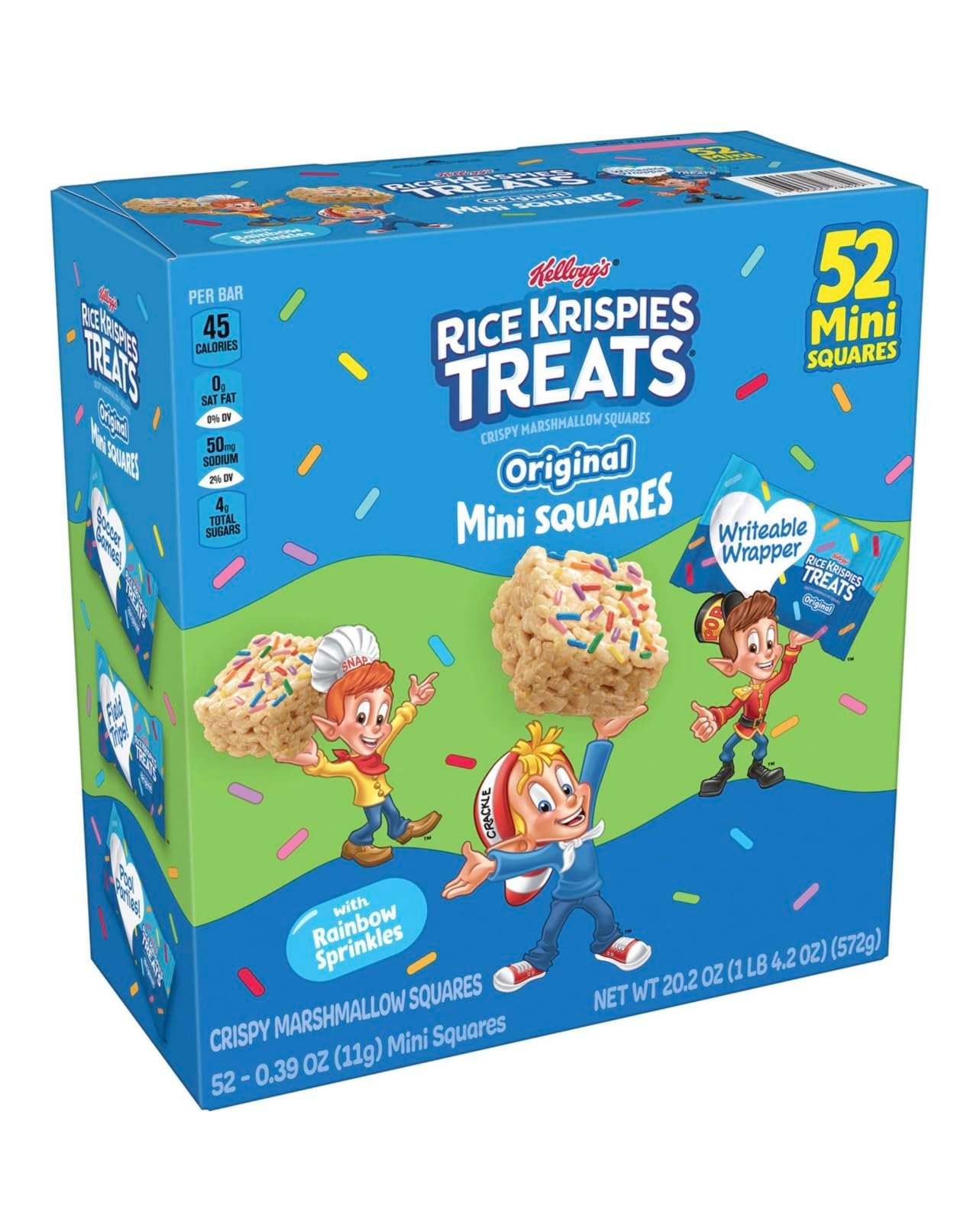 Rice Krispies Treats Mini Squares, Original with Rainbow Sprinkles (52 ct.) - Product Image
