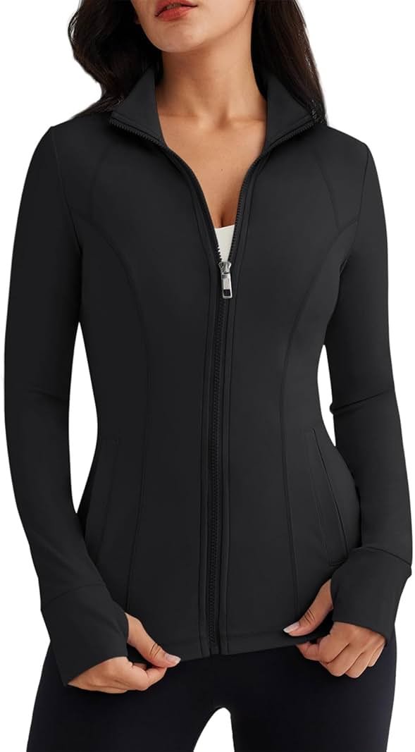 Trendy Queen Womens Lightweight Zip Up Jackets 2026 Athletic Workout Hoodies Spring Shirt Fitted Gym Clothes with Pocket - Product Image