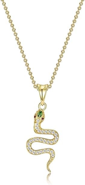 S.L JEWELERY Snake Necklace Dainty Pendant With Cubic Zirconia, Layered Choker, Punk Animal Jewelry, Cool Wedding High Jewelry Party for Women Teen Friends - Product Image