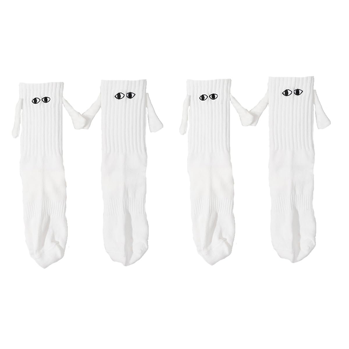 Yawlsow 2 Pair Holding Hands Socks, Funny Magnetic Suction 3D Doll Couple Socks，Unisex Couple Socks - Product Image