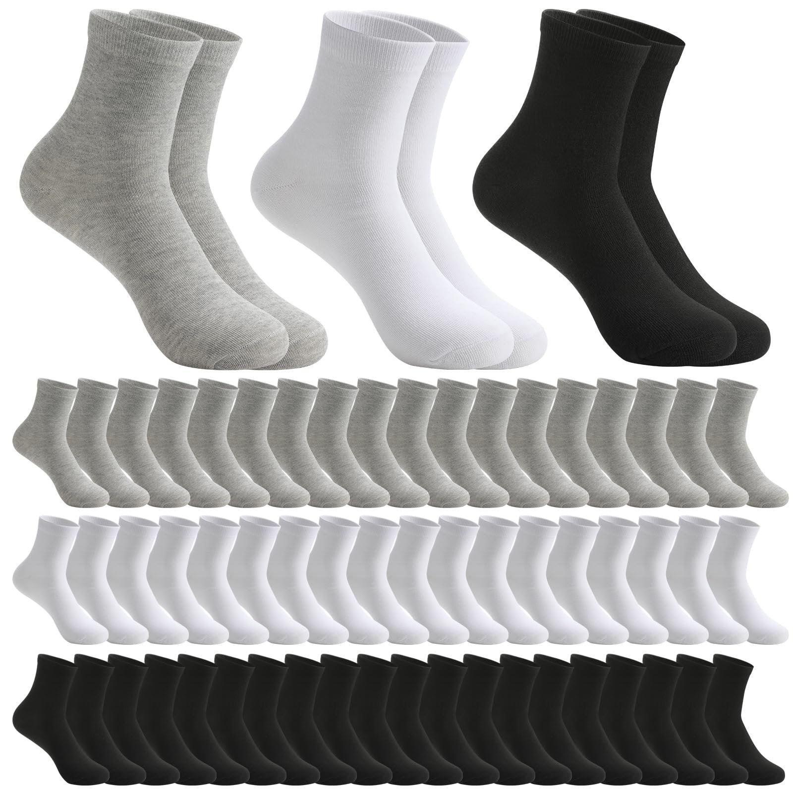 Sophproton 150 Pairs Mens Quarter Socks Athletic Moisture Wicking Casual Sports Socks Bulk Pack for Homeless Unisex Men Women - Product Image