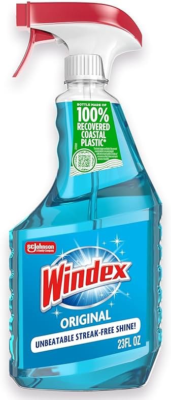 Windex Glass and Window Cleaner Spray Bottle, Packaging Designed to Prevent Leakage and Breaking, Surface Cleaning Spray, Original Blue Scent, 23 Fl Oz - Product Image