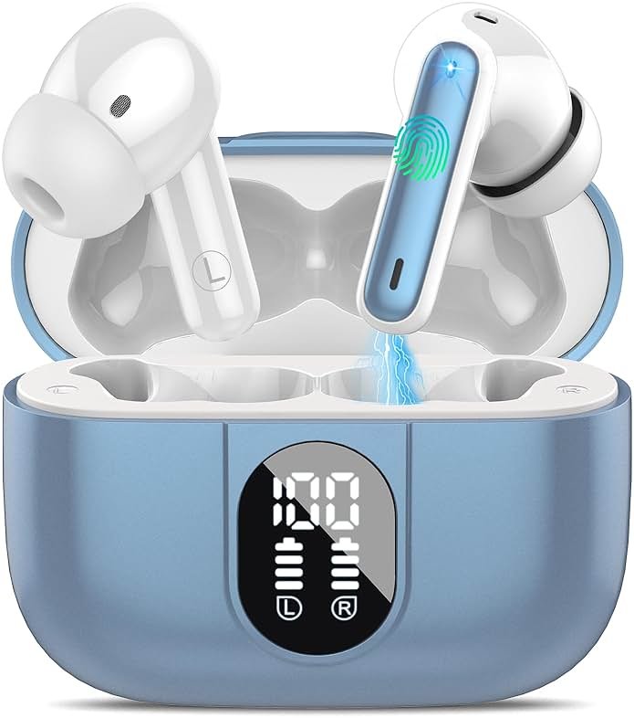 Wireless Earbuds 2024 Bluetooth 5.3 Headphones HiFi Stereo, 40H Playtime in-Ear Earbud, Bluetooth Earbuds with LED Power Display, IP7 Waterproof Wireless Earphones Sport Headset for Android iOS - Product Image