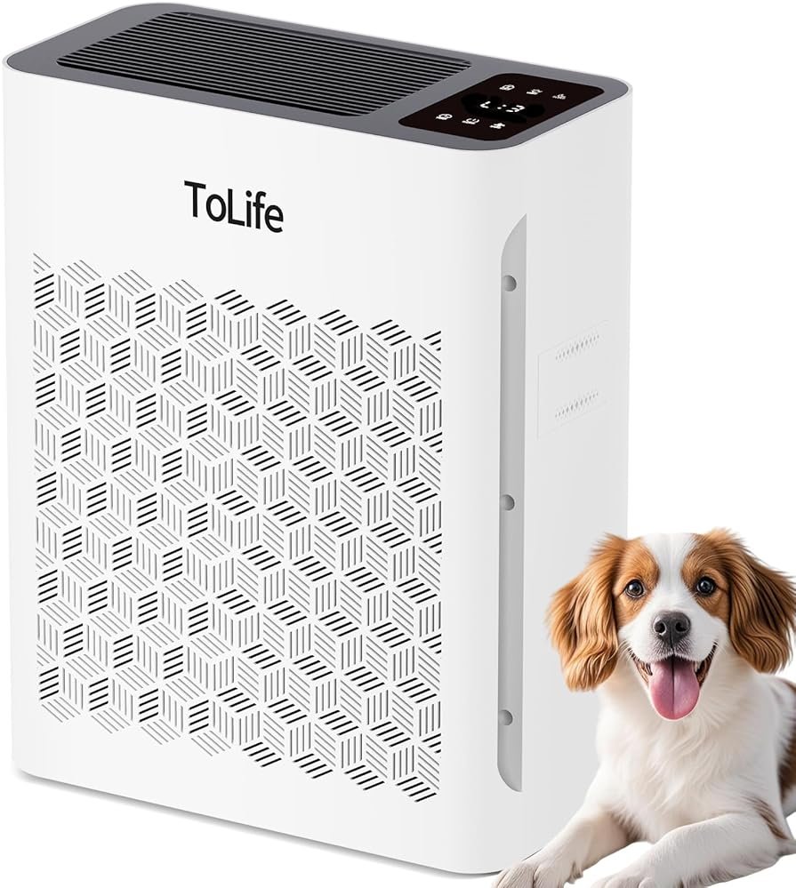 Tolife Air Purifier Large Room, HEPA Air Purifiers for Home Pets Hair with Washable Filter, Air Cleaner for Bedroom up to 1095 Ft² Dust Smoke Odor, Sleep Mode, Timer, White - Product Image