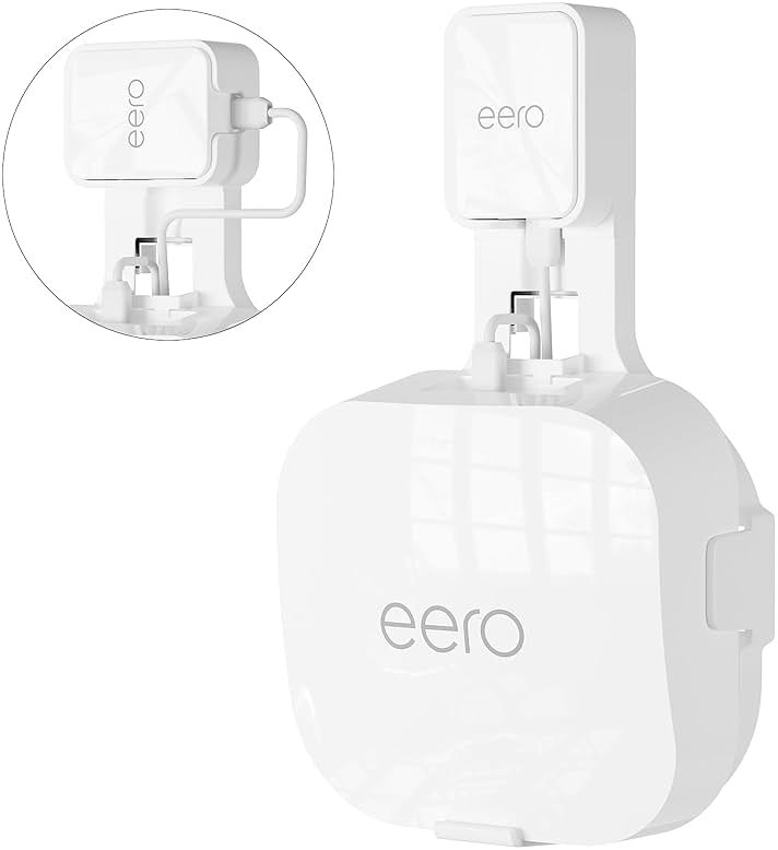 Relassy Wall Mount Holder for eero 6e/6, Outlet Stand Bracket Compatible with eero 6 Mesh Wi-Fi System Extender Router (1 Pack), No Messy Wires, Space Saving - Product Image