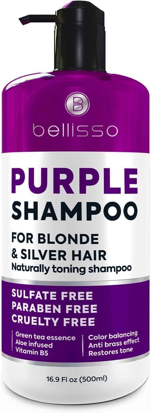 Purple Shampoo - Toner for Blonde Hair - Sulfate and Paraben Free - More Balanced Color Treated, Bleached, Silver, White and Gray Hair - No More Orange, Straw Yellow and Brassy Tones - Women and Men - Product Image