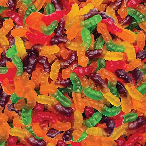 Gummy Worms Candy - 11 Ounce Pack - Assorted Fruit Flavors - Colorful and Playful Halloween Candy for Dessert Decorating and Kids' Parties Favor Bags - Fun Fruity Gummies for Snacking - Product Image