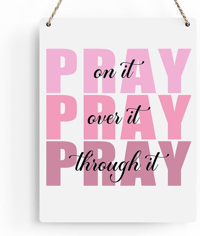 Pink Wall Decor Bible Verse Wall Art Christian Gifts for Women Room Decor for Women Girls Room Decoration Office Wall Decoration for Woman Bedroom Decor for Teen Girls Inspirational Decoration Pray Over It Wall Art - Product Image