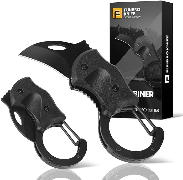 FUNBRO Small Pocket Knife Gift for Men, Keychain Box Cutter with 1.34inch Blade, Mini Folding Knives EDC Gadgets for Everyday Carry, Stocking Stuffers Gift for Adults Men Him - Product Image