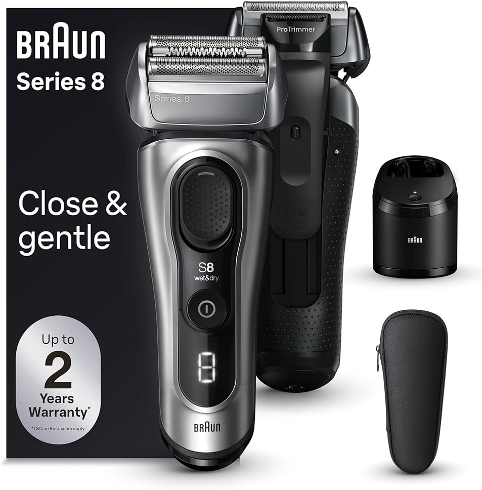 Braun Series 8 8567cc Electric Razor for Men, 4+1 Shaving Elements & Precision Long Hair Trimmer, 5in1 SmartCare Center, Close & Gentle Even on Dense Beards, Wet & Dry Electric Razor, 60min Runtime - Product Image