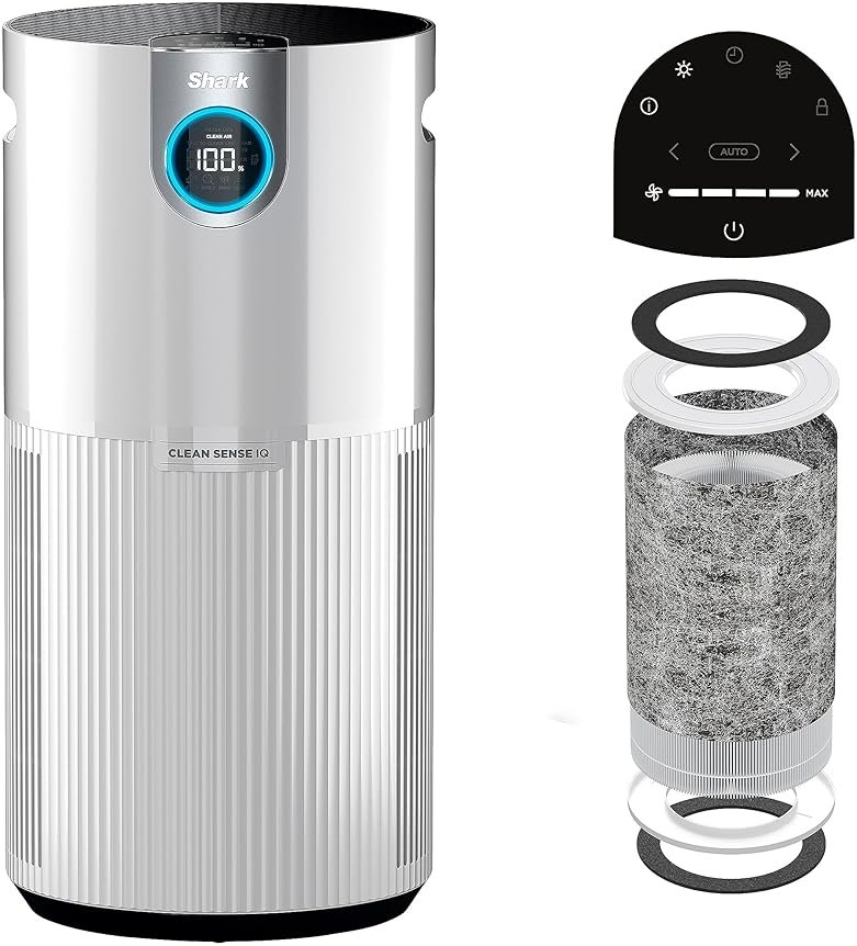 SHARK UA205 Nanoseal HEPA Air Purifier MAX with Clean Sense, Covers 1350 Sq Ft, XL Room, White (Renewed) - Product Image